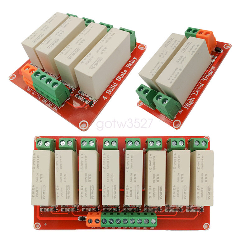 5A 2/4/8 Channels High Level Trigger DC Solid-State Relay Module Single-Phase
