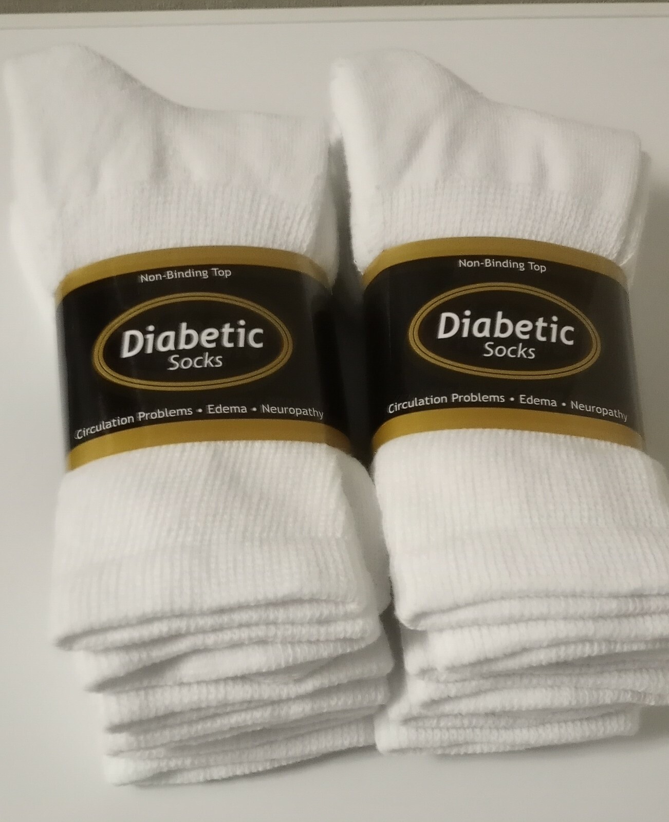 *** 6 Pair Diabetic White Crew Socks 9-11 LQQK***