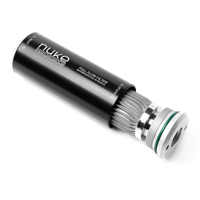 Nuke Performance Billet Slim Stainless Fuel Filter 10 Micron 10ORB E85 Turbo