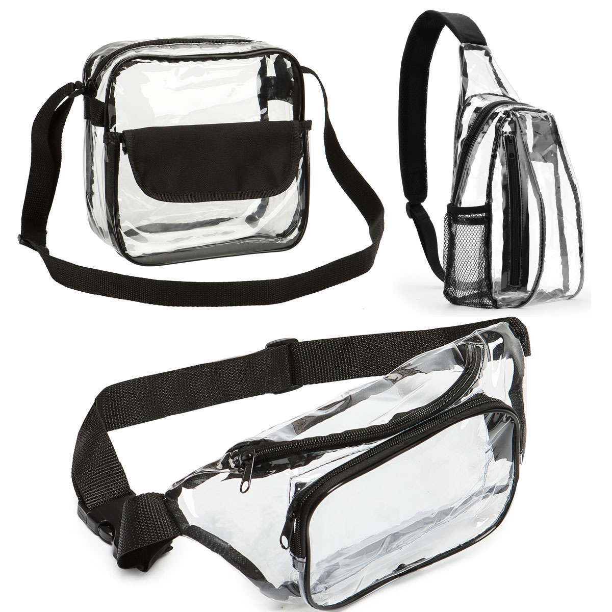Men Women Clear PVC Shoulder Crossbody Transparent Backpack Chest Bag Waterproof