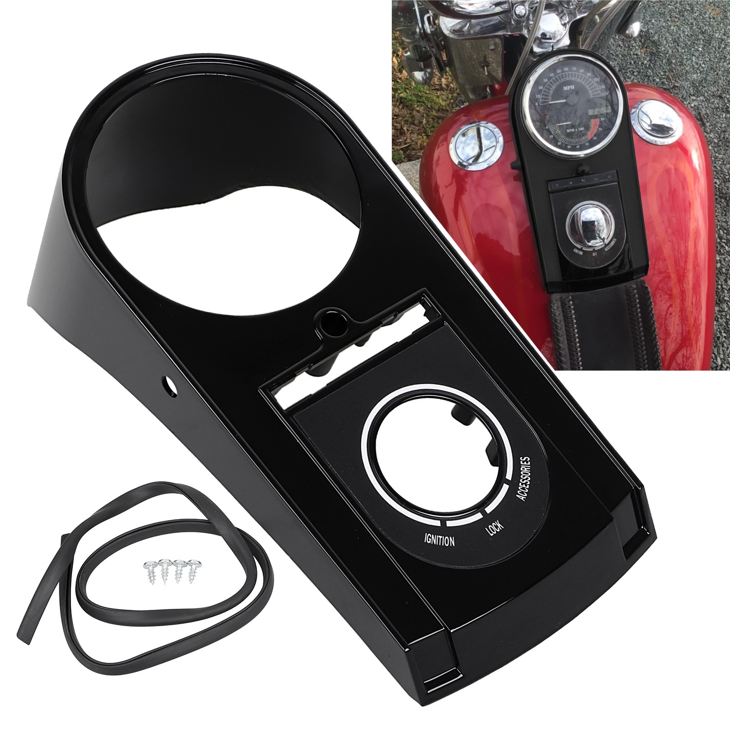 Gloss Black ABS Dash Speedometer Housing For Harley Heritage Softail Springer