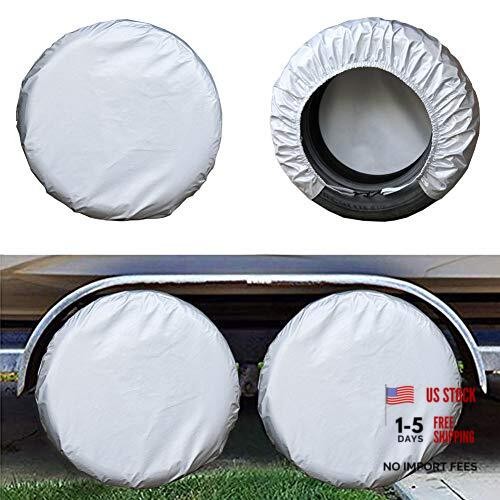 Rv Tire Covers Set of 4, T4-XL-30-32 Inch Tire Diameters Four-Aluminum-Silve