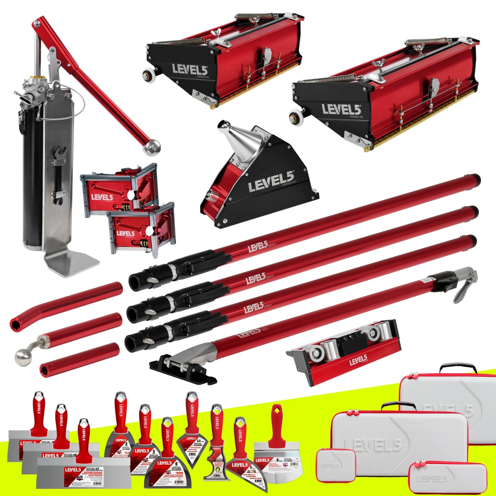 LEVEL5 Drywall Finishing Set w/ 10" 12" Flat Boxes + BONUS TOOL SET | 4-623P