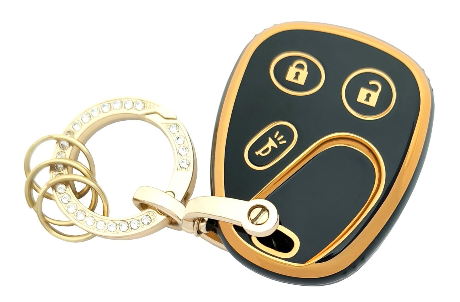 chyoekey Key Fob Cover Fits for Chevy Tahoe Suburban Silverado Avalanche Gold