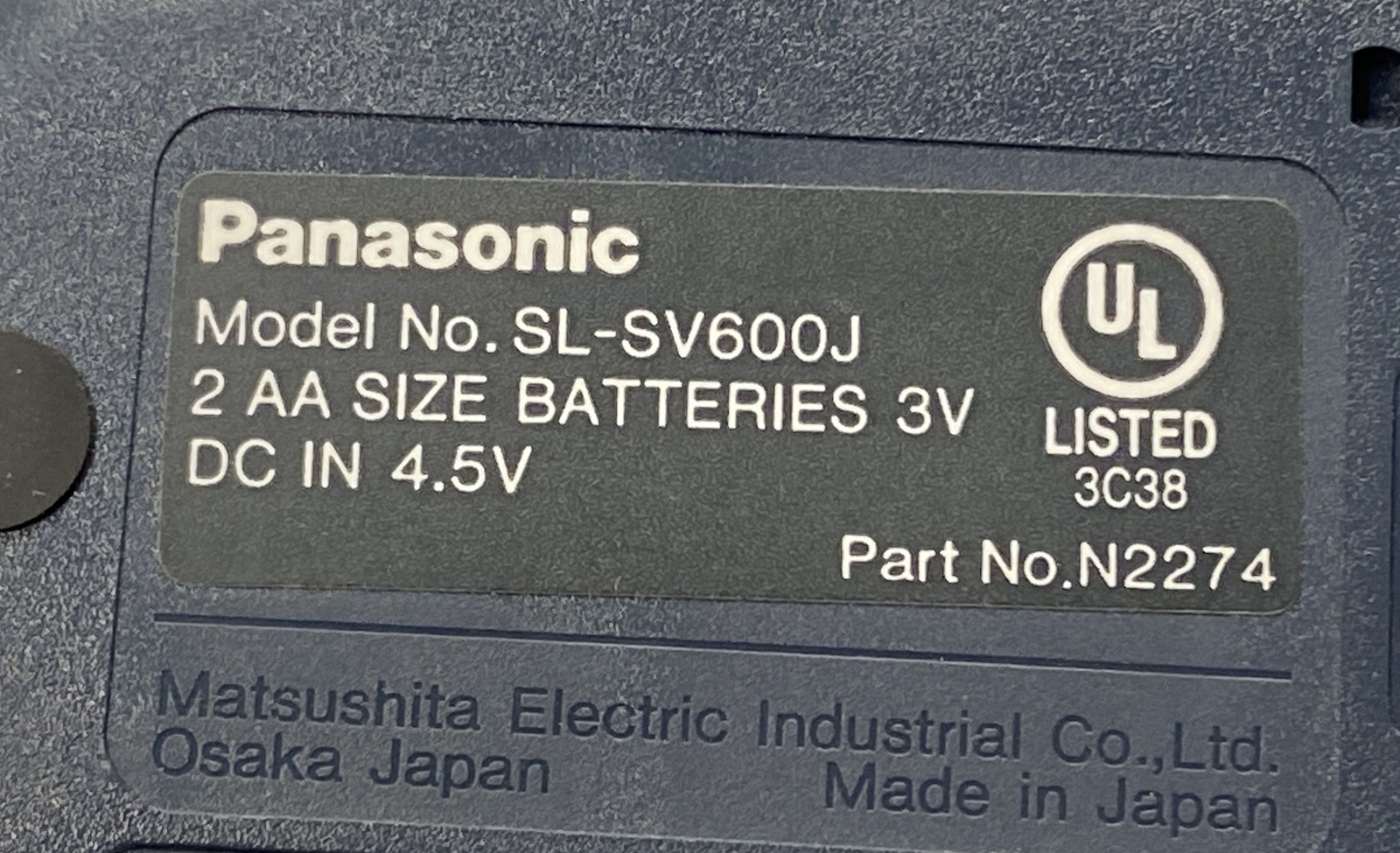 Panasonic CD Player SL-SV600J