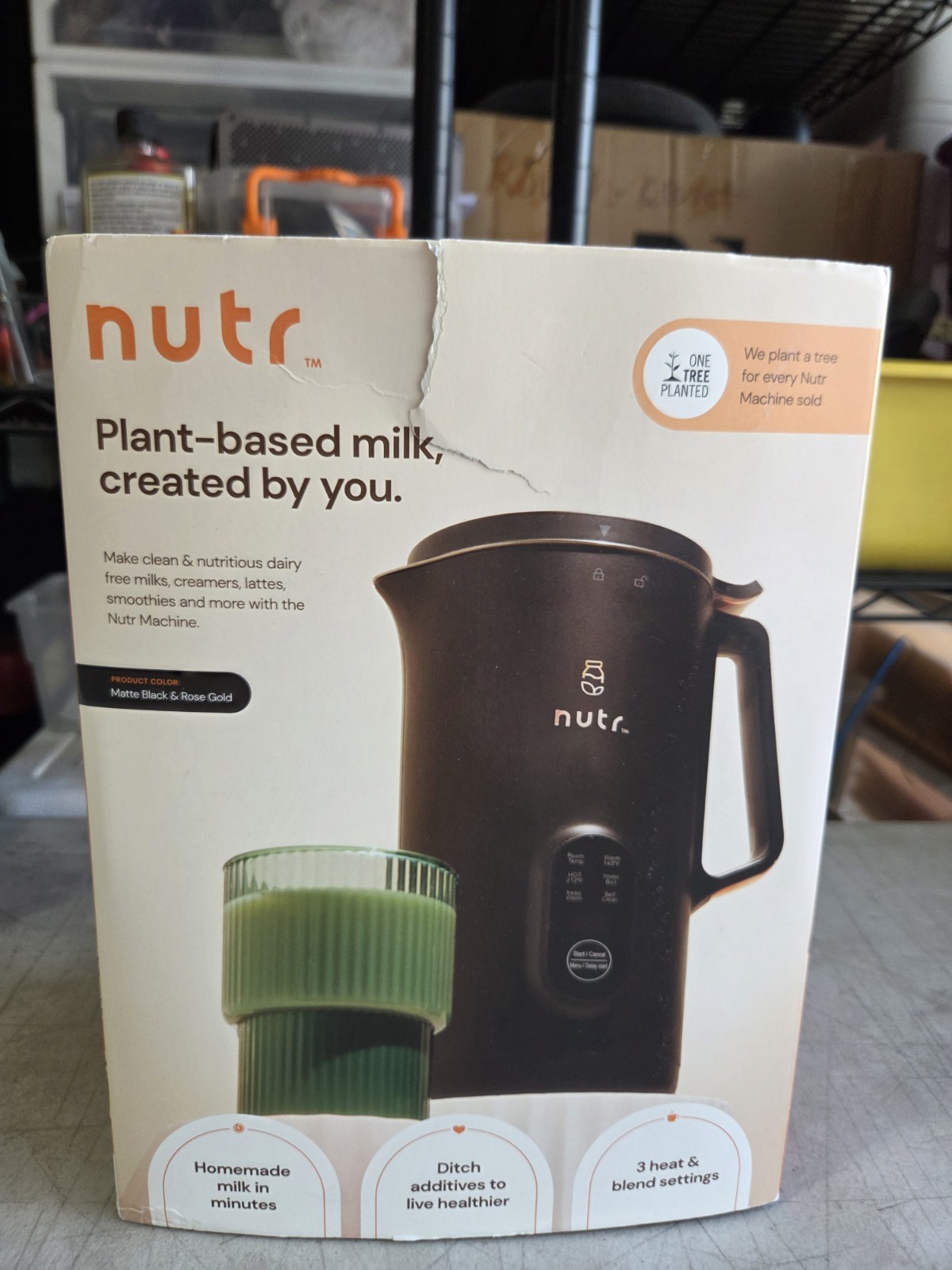 Nutr Machine Single Serve Automatic Nut Milk Maker Black 350ml Soy Oat Non Dairy