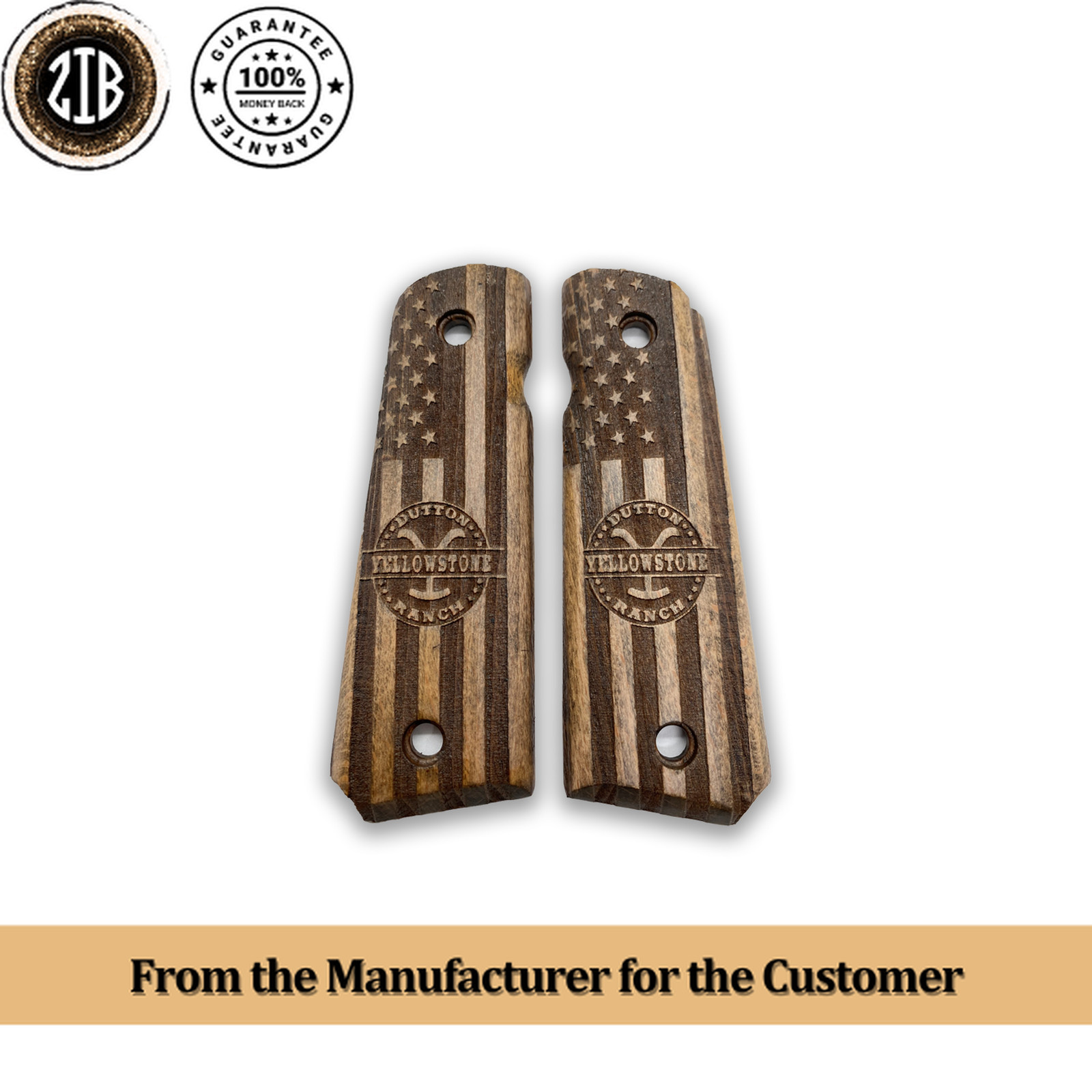 ZIB GRIPS Colt 1911 Grips, Full Size 1911 (Government/Commander) Yellowstone No2