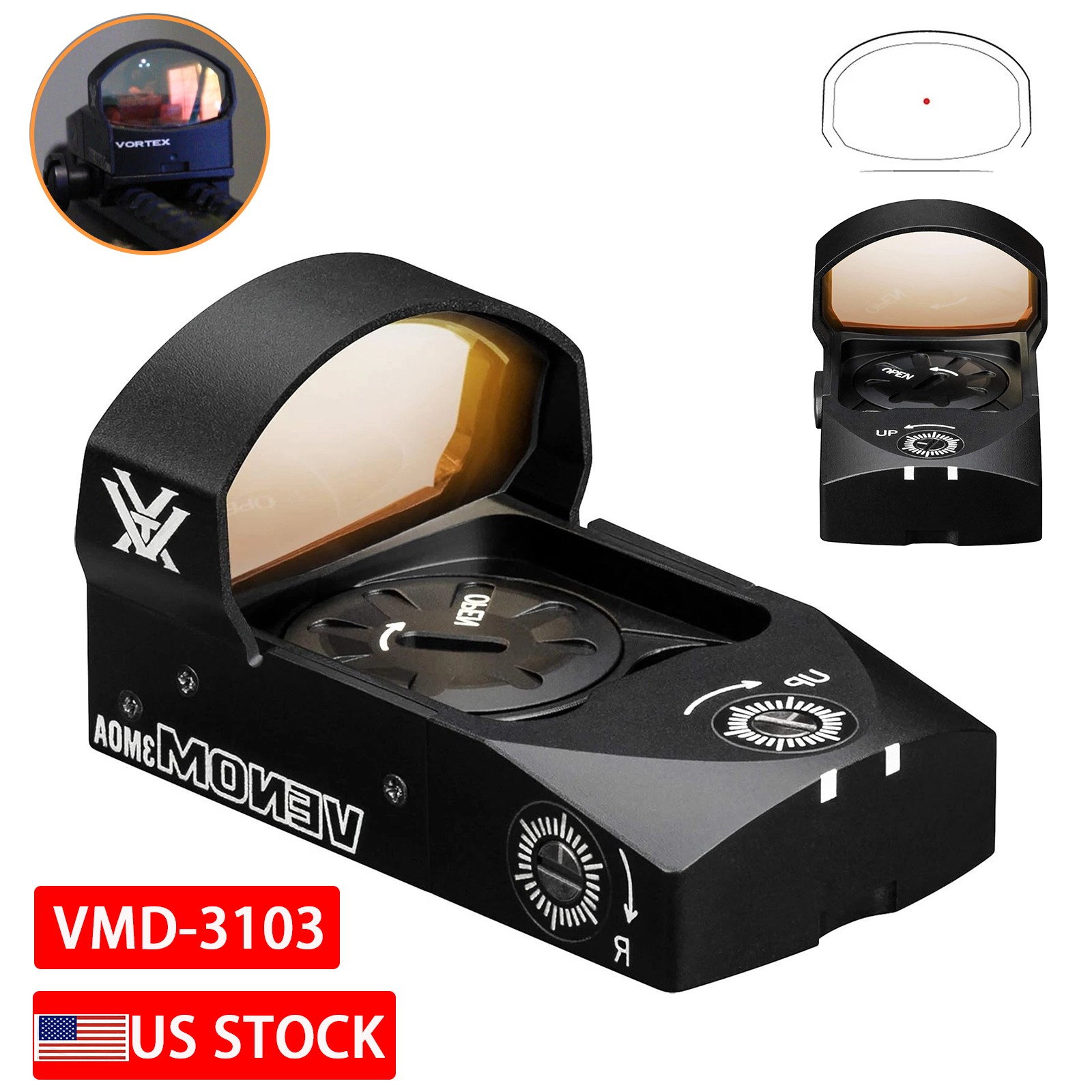 Vortex Venom Red Dot Sight 3 MOA Reticle Black (VMD-3103)