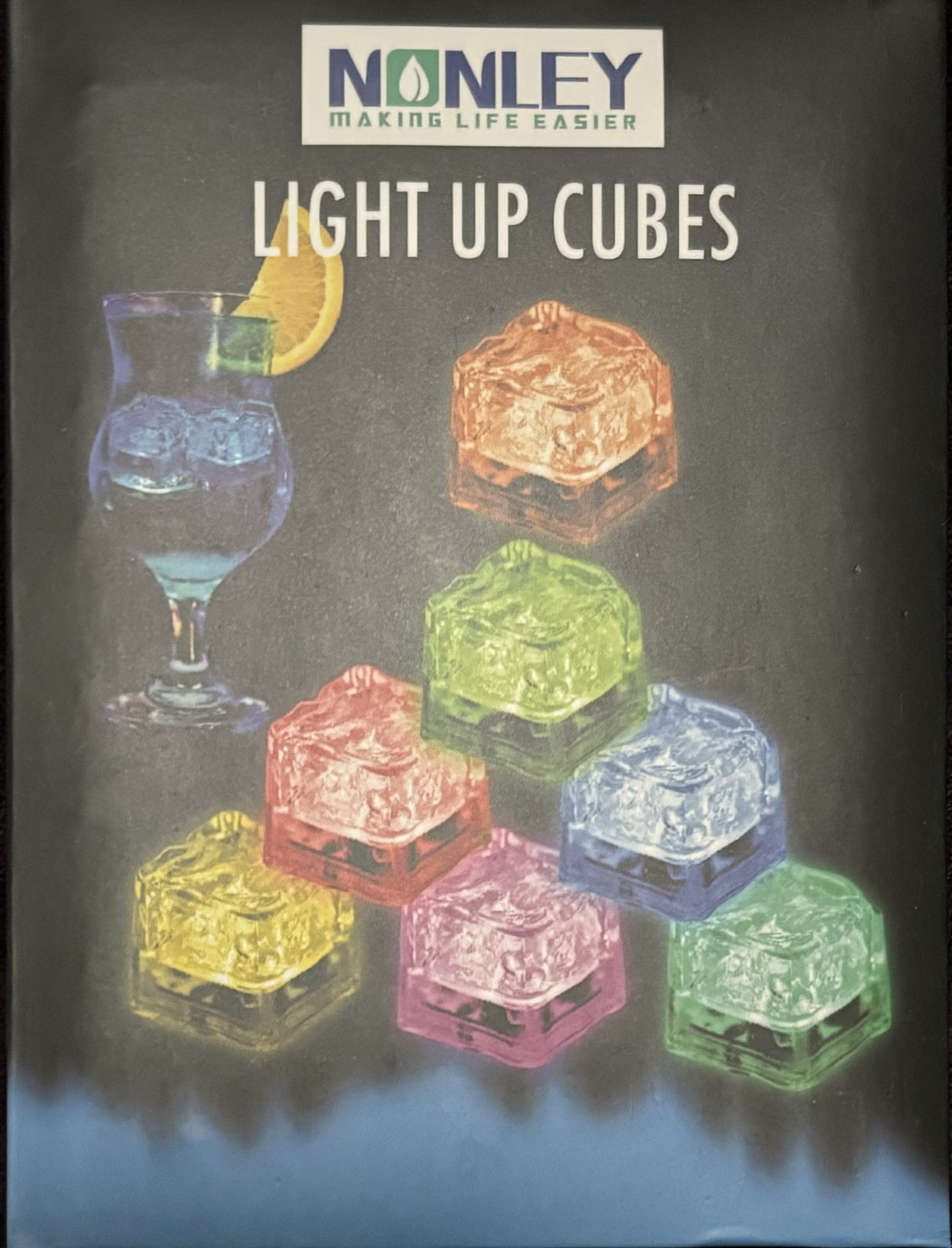 Light Up Drink Party Ice Cubes by NONLEY, 12 cubes per box, NIB