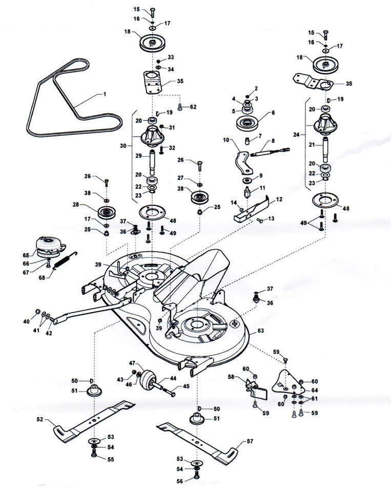 MOUNTFIELD deck blades drive belt REAR DISCHARGE COLLECTOR 1538M 1538H T38H 98cm