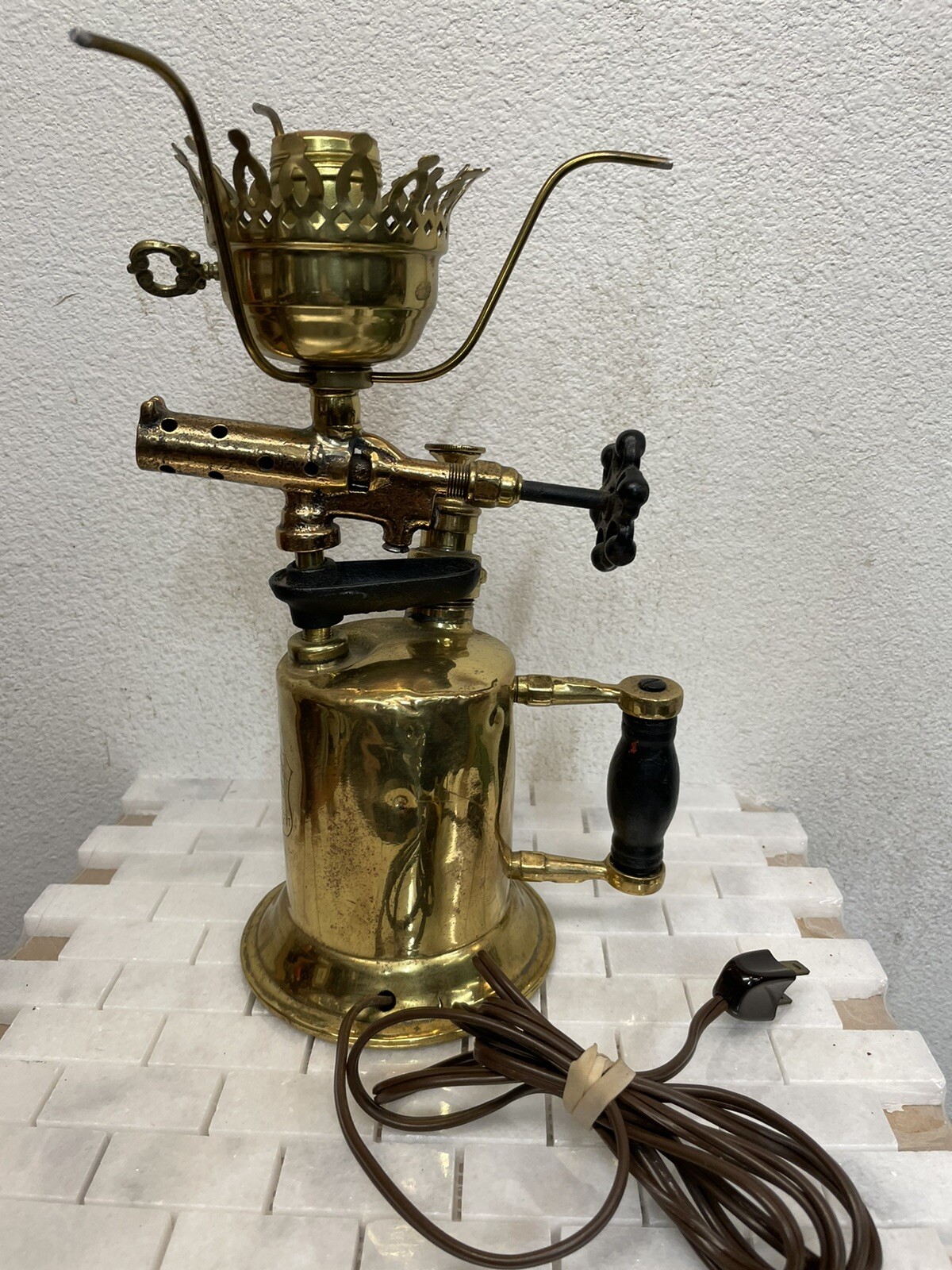 Vintage Clayton and lambert blow torch Table Lamp Light Tool Man Cave Decor