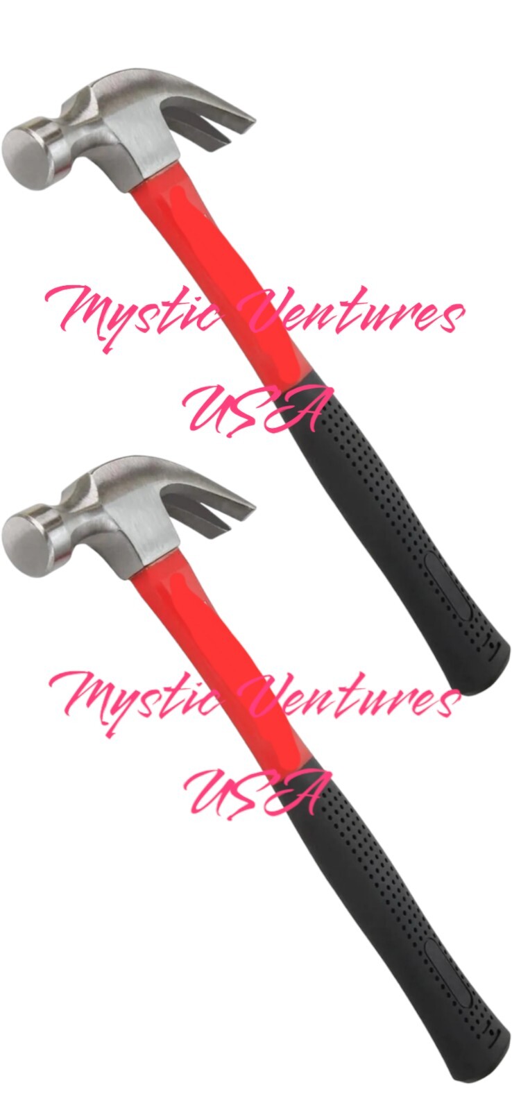 2pk Claw Hammer With Fiberglass Handle - 16 oz Red And Black