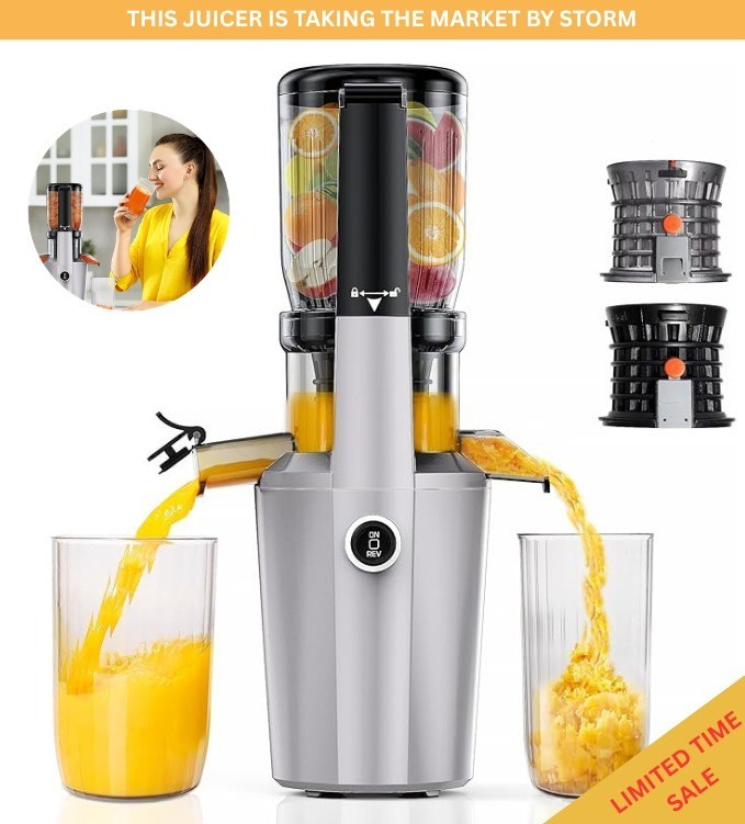 Cold Press Juicer Machine, Slow Masticating Juicer with 96% Yield, Wide Chute