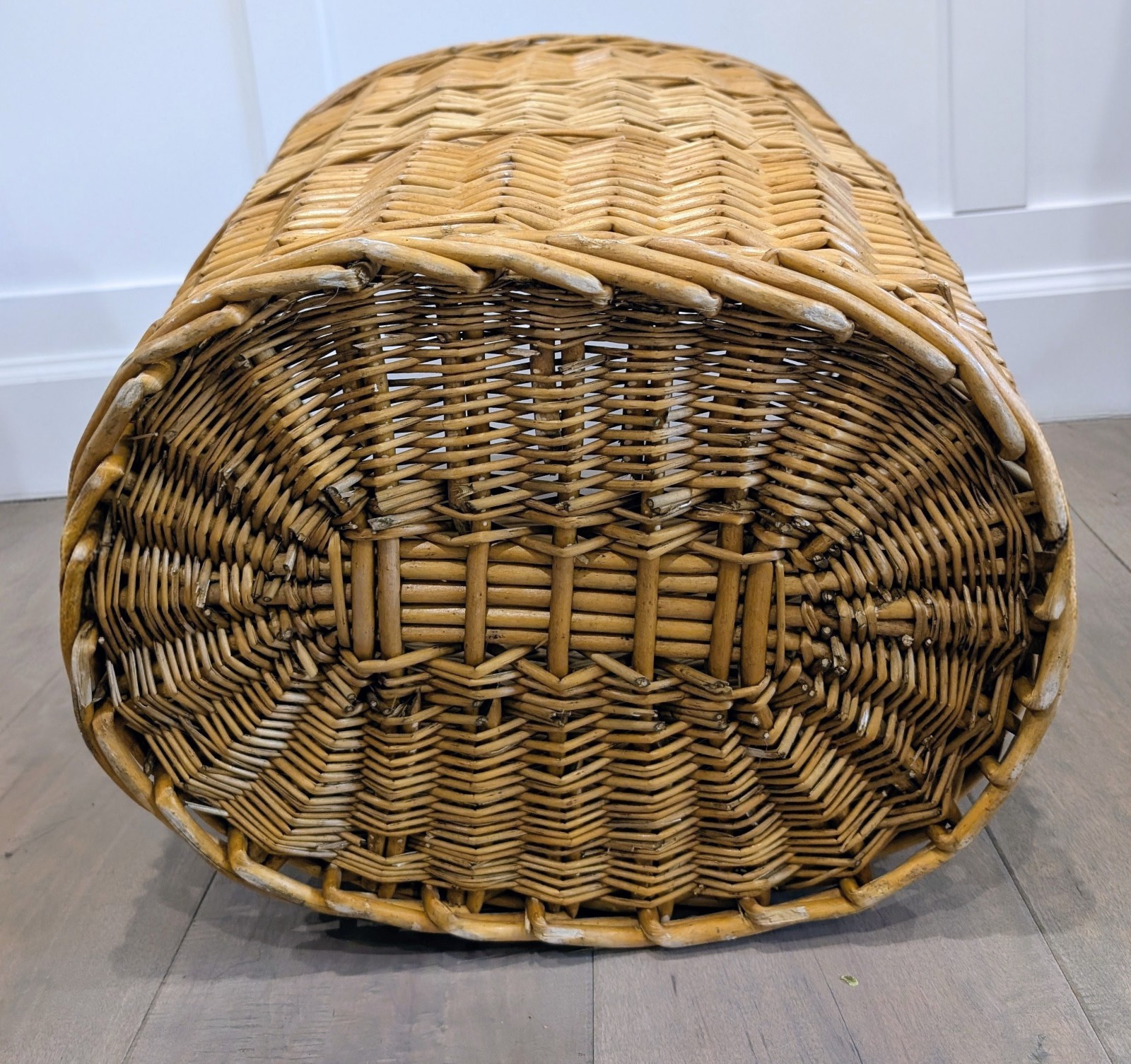 Large Wicker Basket Blanket Storage Rustic Farmhouse Decor Woven Basket Bin