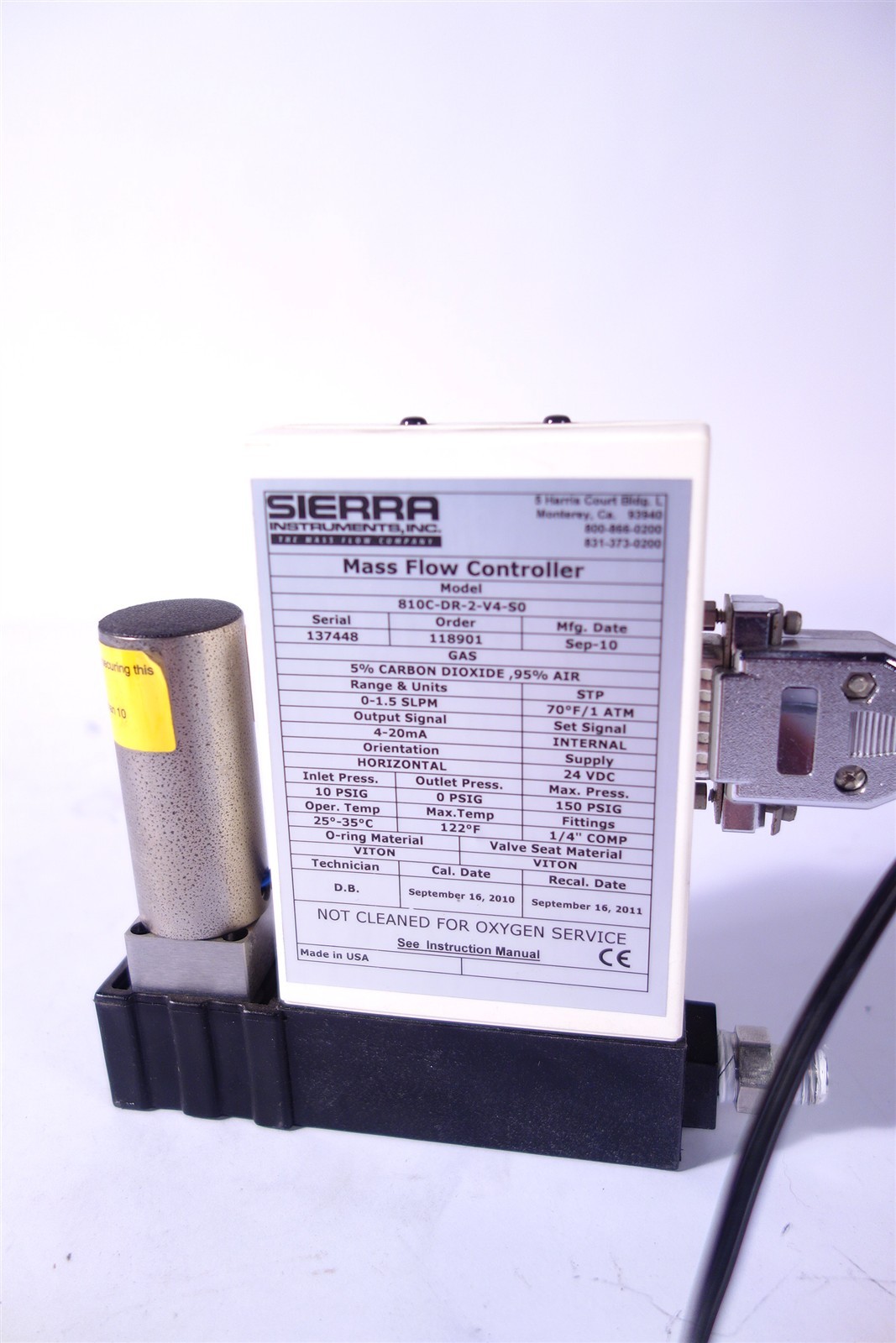 Sierra Smart-Trak 810C-DR-2-V4-S0 CO2 Mass Flow Controller + Power Supply