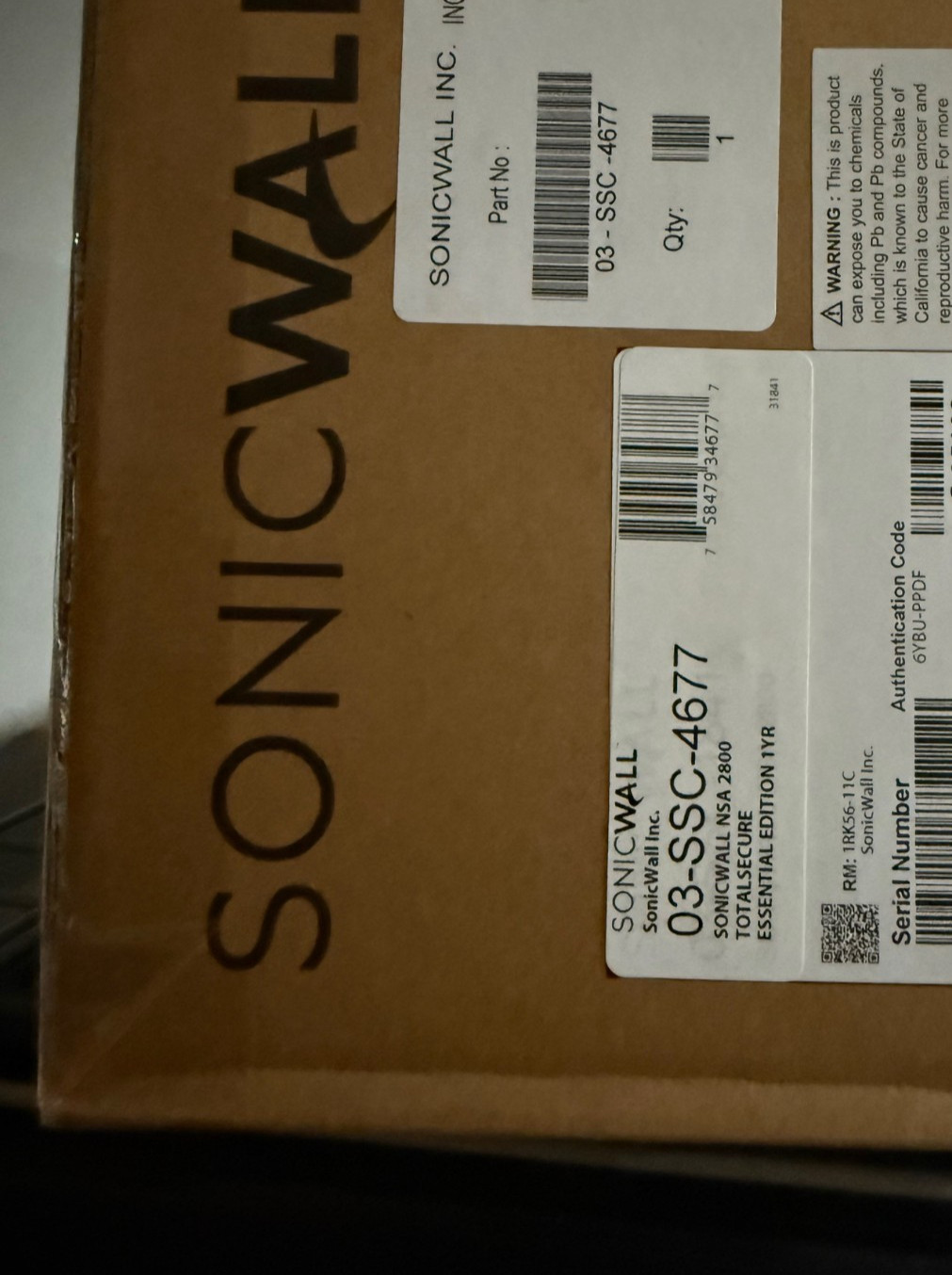 SonicWall NSA2800 PRIMARY Appliance | 1YR TotalSecure Essential | 03-SSC-4677