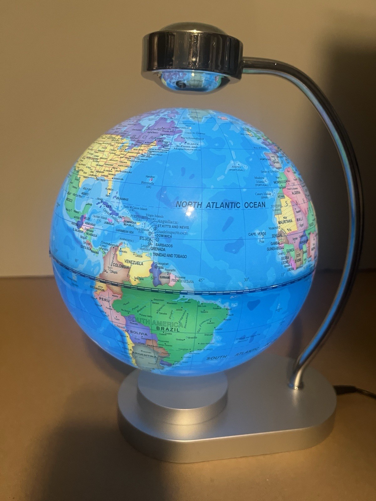 Floating Globe 8'' Magnetic Levitation Rotating Illuminated World