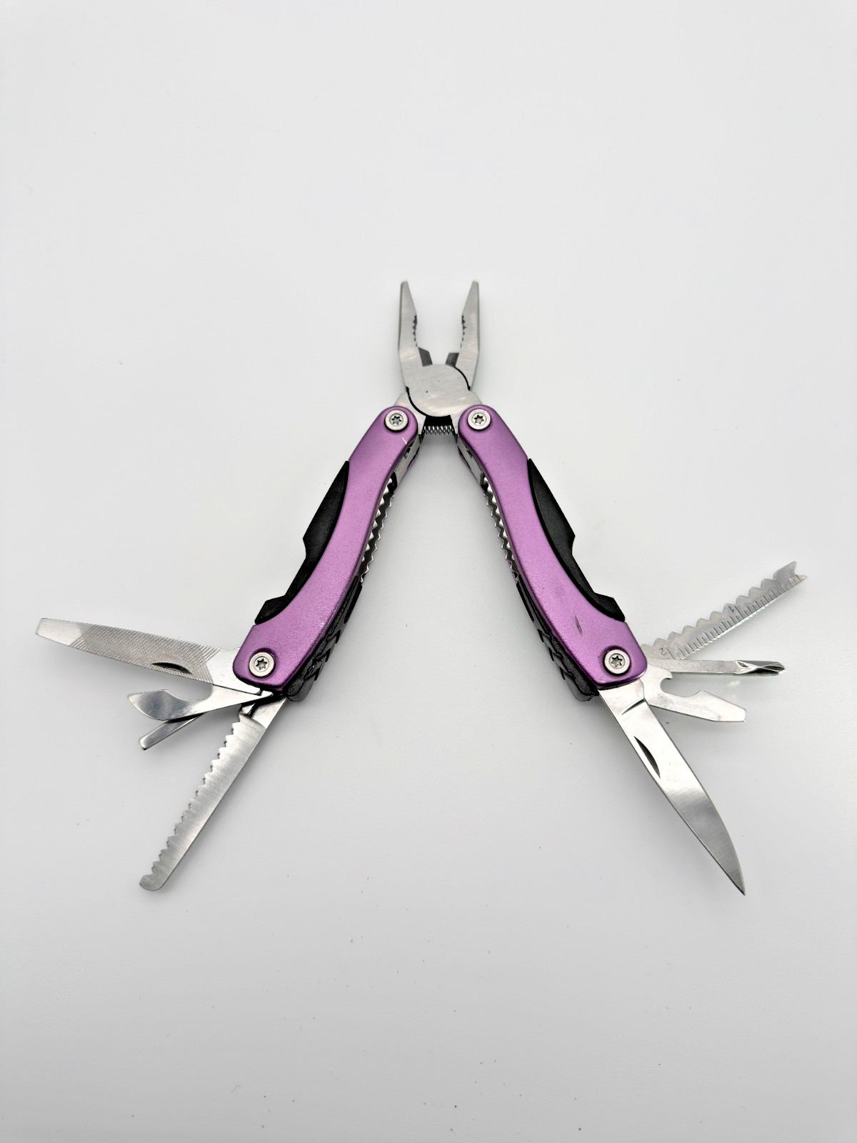 Mystik Multi Tool Pliers Knife Saw Screwdrivers File Purple Handle EDC