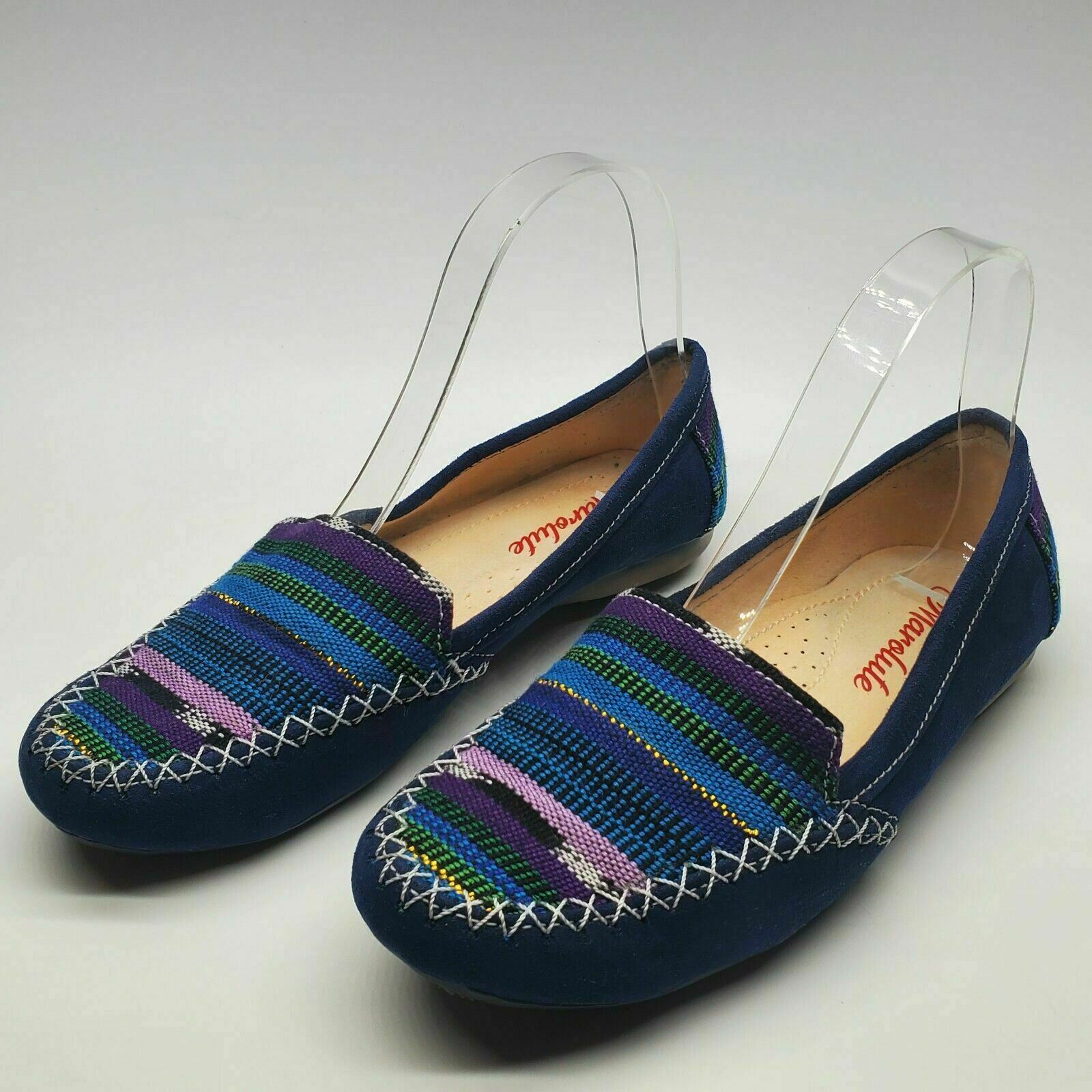 Marolute Womens Flats Size 6 Blue Beaded Slip-on Casual Loafers