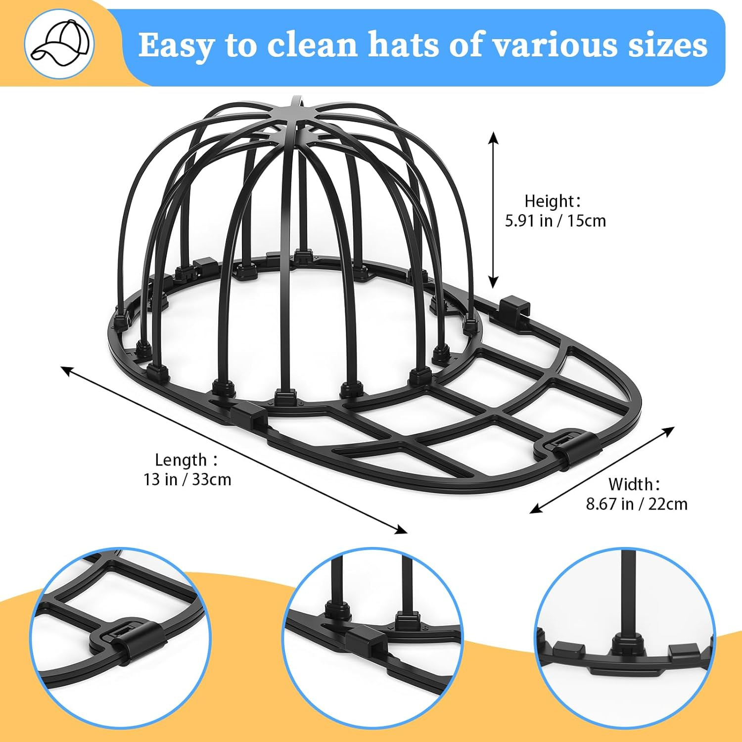Eiito Hat Washer for Washing Machine - Cleaner for Baseball Caps, Say Goodbye to