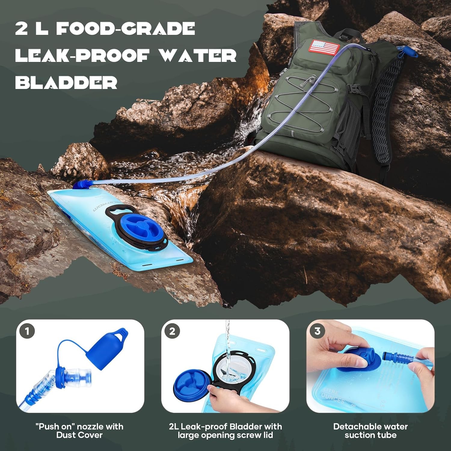 Maelstrom Hydration Backpack 2L 3L Water Bladder for Running Cycling Marathon