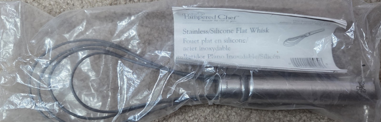 PAMPERED CHEF Silicone Sauce Whisk Stainless Steel New in the package