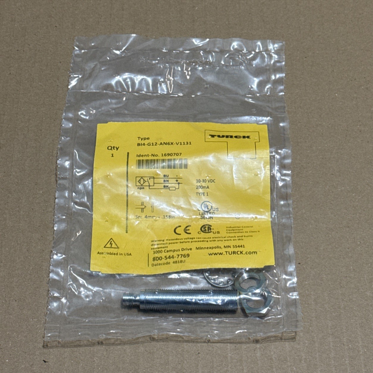 NEW SEALED TURCK BI4-G12-AN6X-V1131  NPN 1690707