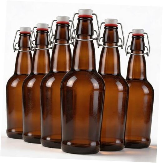 Swing Top Glass Bottles, 6 Pack Flip Top Beer Bottles with Airtight Lids,16 Oz