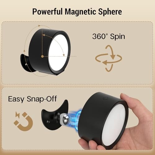 Battery Operated Wall Sconce, Remote Control, Wireless Rechargeable Black