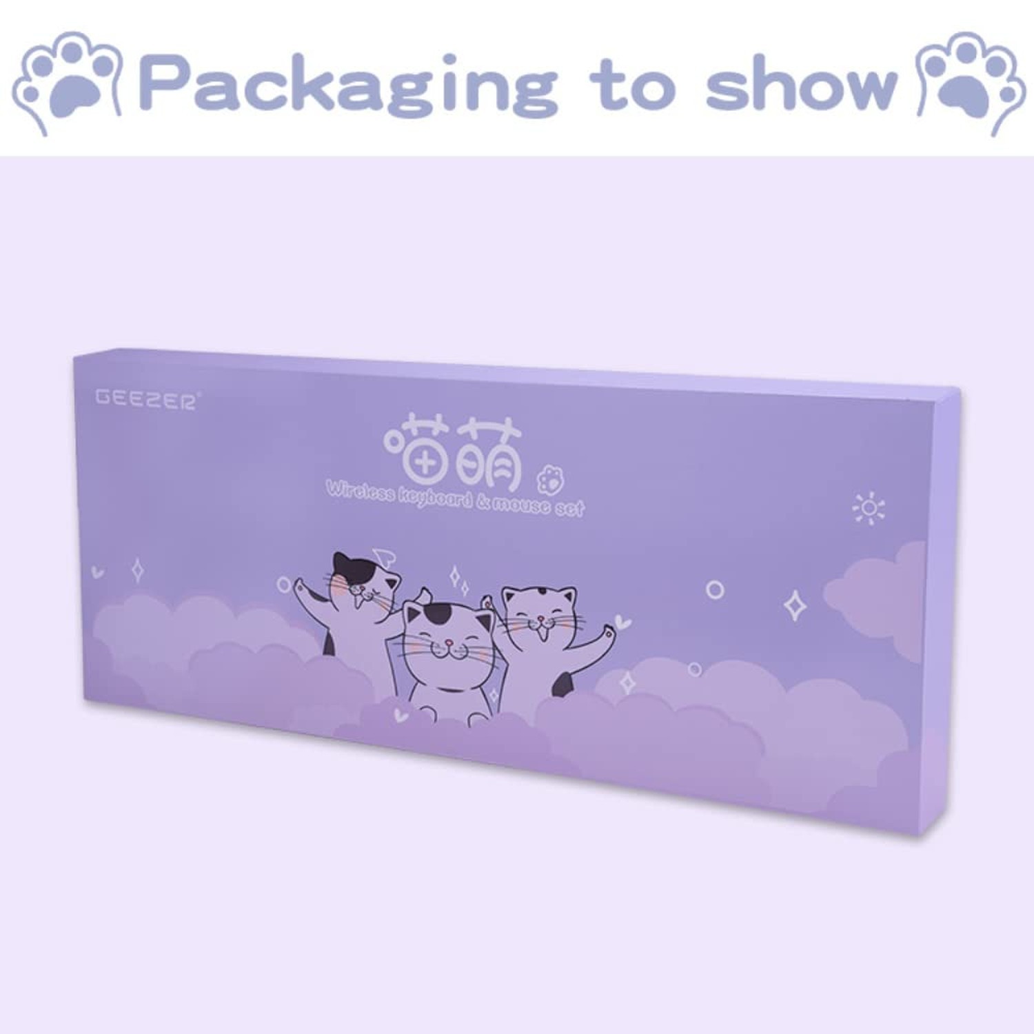 Wireless Mouse and Keyboard, Cute Cat Keyboard Mouse Combo for present,2.4G C...