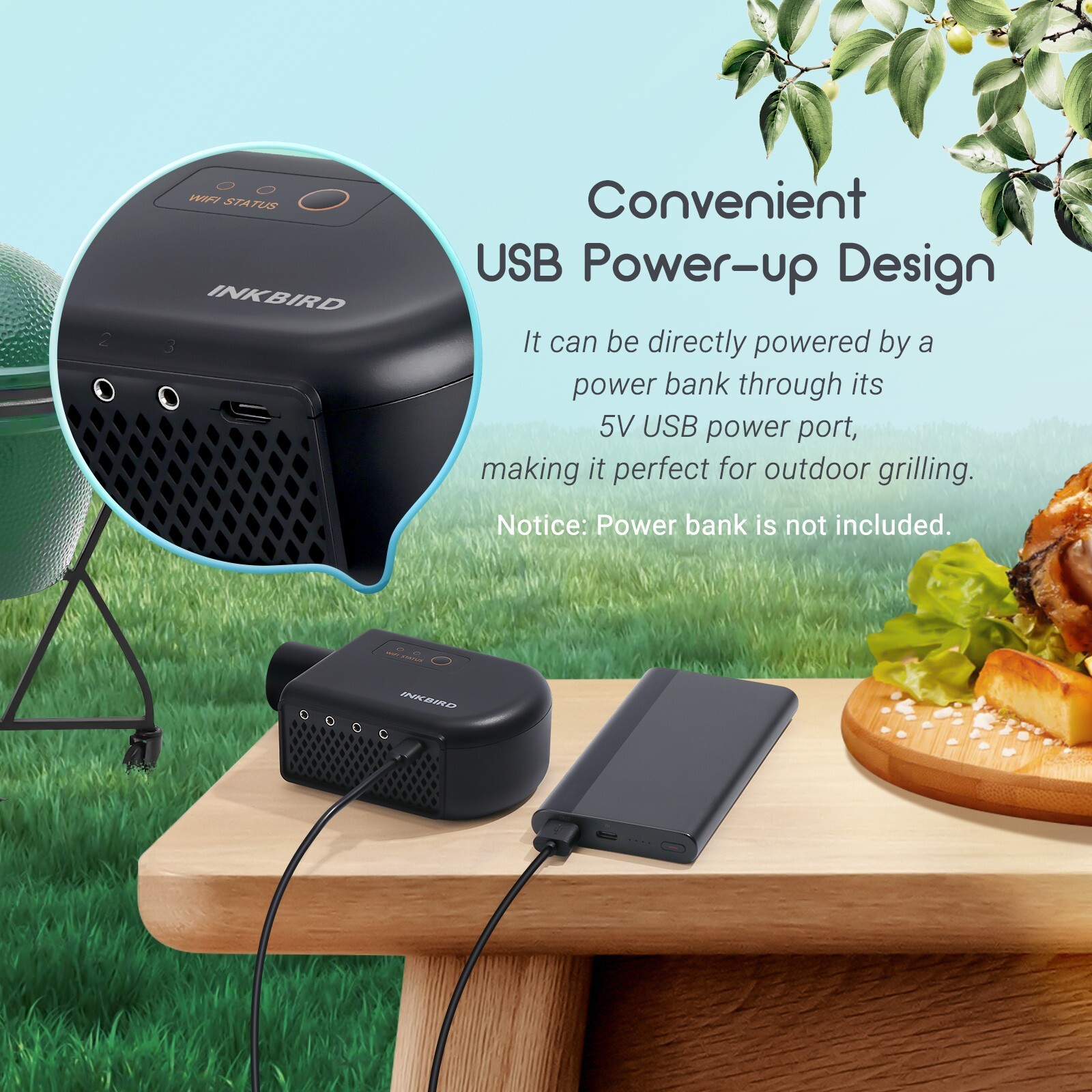 Automatic Smoker Fan Controller Barbecue Thermometer Bluetooth Wi-Fi ISC-027BBW