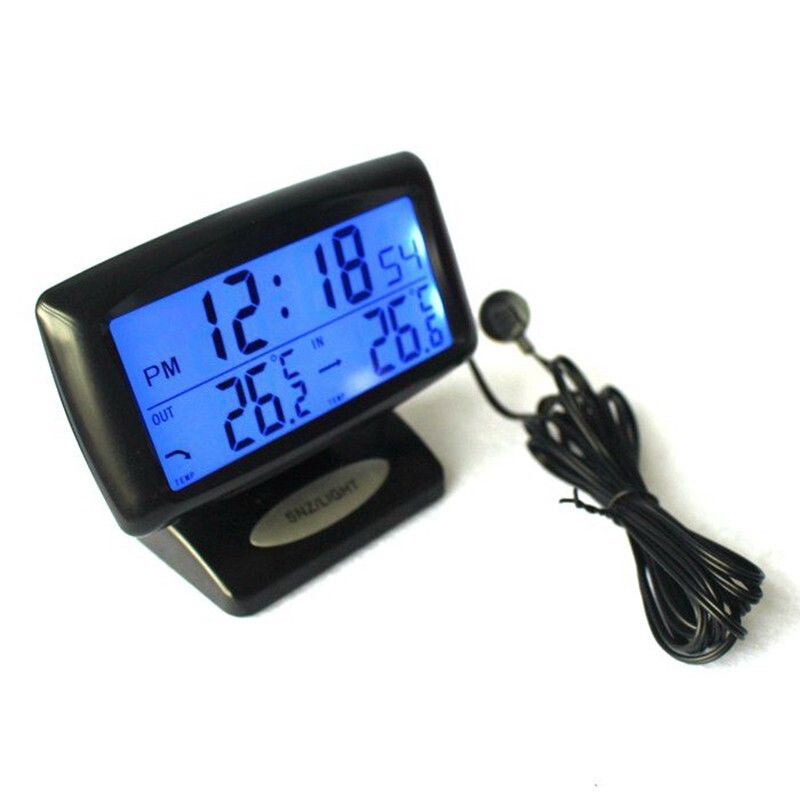 Auto LCD Digital Car Inside/Outside Thermometer Meter Clock LCD Display Black