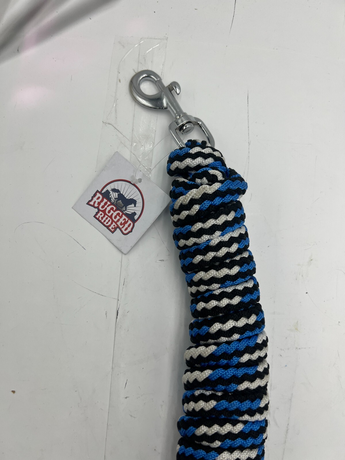 Rugged Ride Horse Halter Nylon Lead Rope Nickel Plated Snap Hook 10ft Heavy Duty
