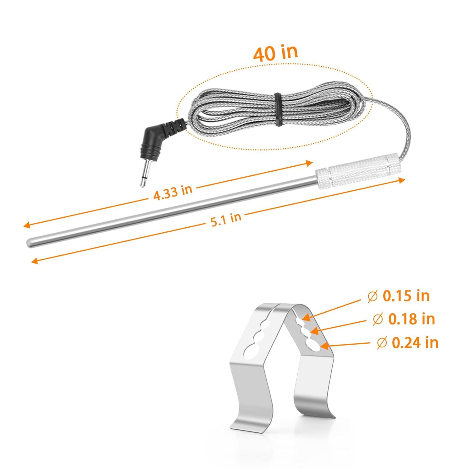 Meat Thermometer Probe Ambient Probe Replacement Probe for Thermopro TP20 TP25 T