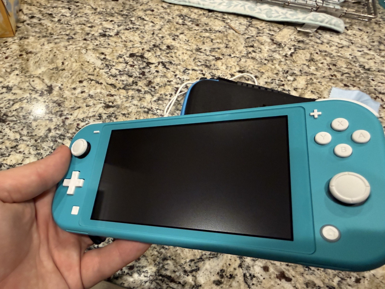 Nintendo Switch Lite Turquoise Handheld Console, Carrying Case, & Game W/Charger