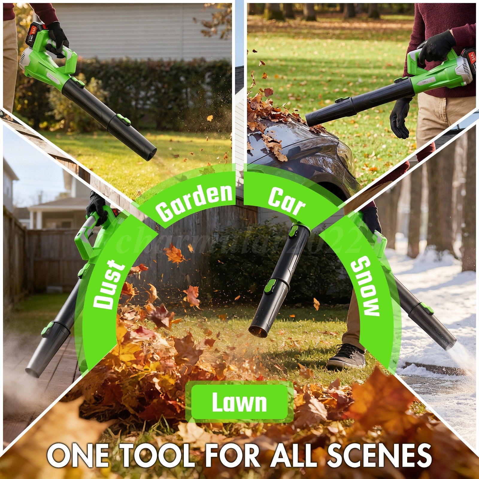 Cordless Leaf Blower 650CFM/150MPH & 6 Speed Levels Electric w/2 Batteries 4.0Ah