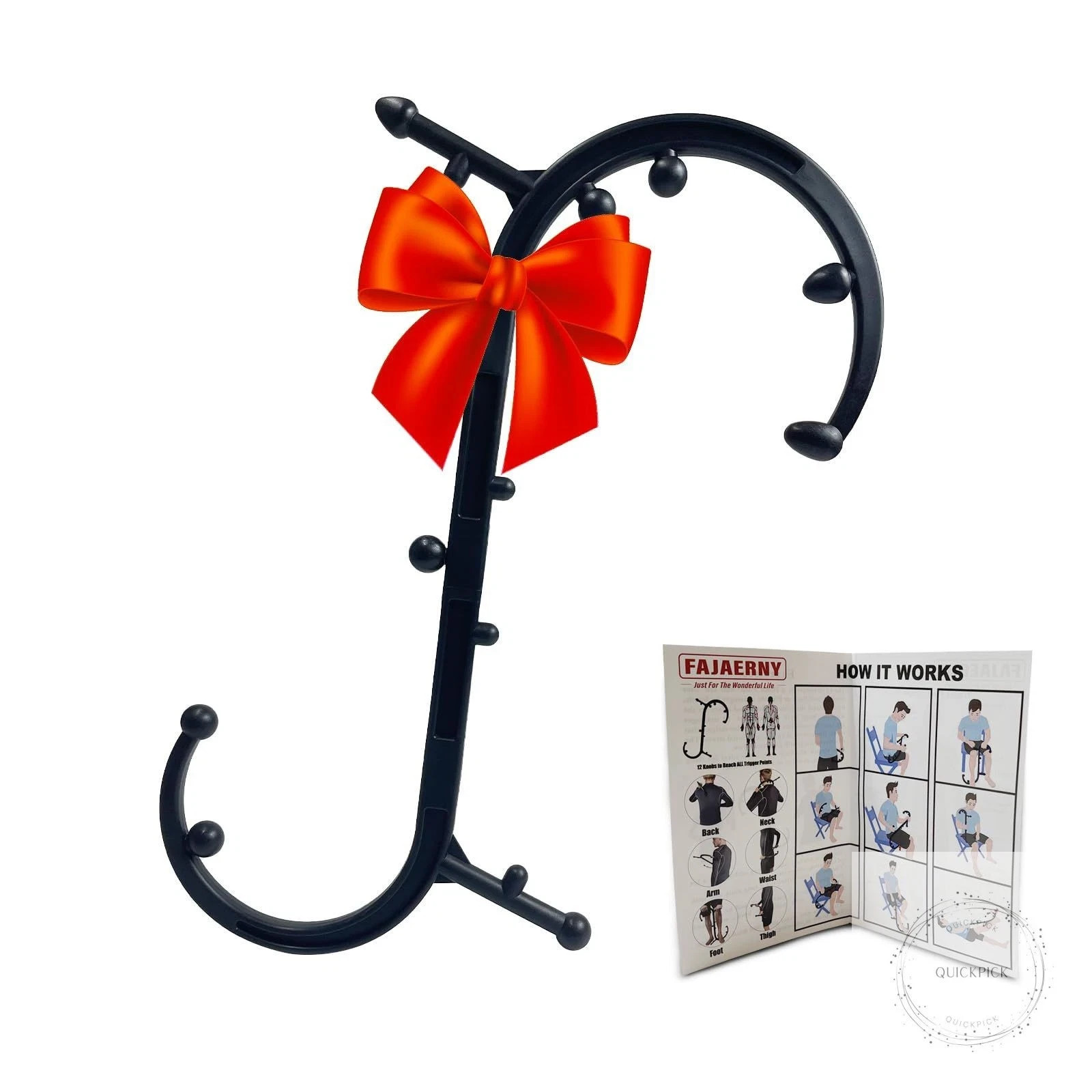 Trigger Point Massager Back Cane- Deep Tissue Back Massage Tool for Muscle Knot