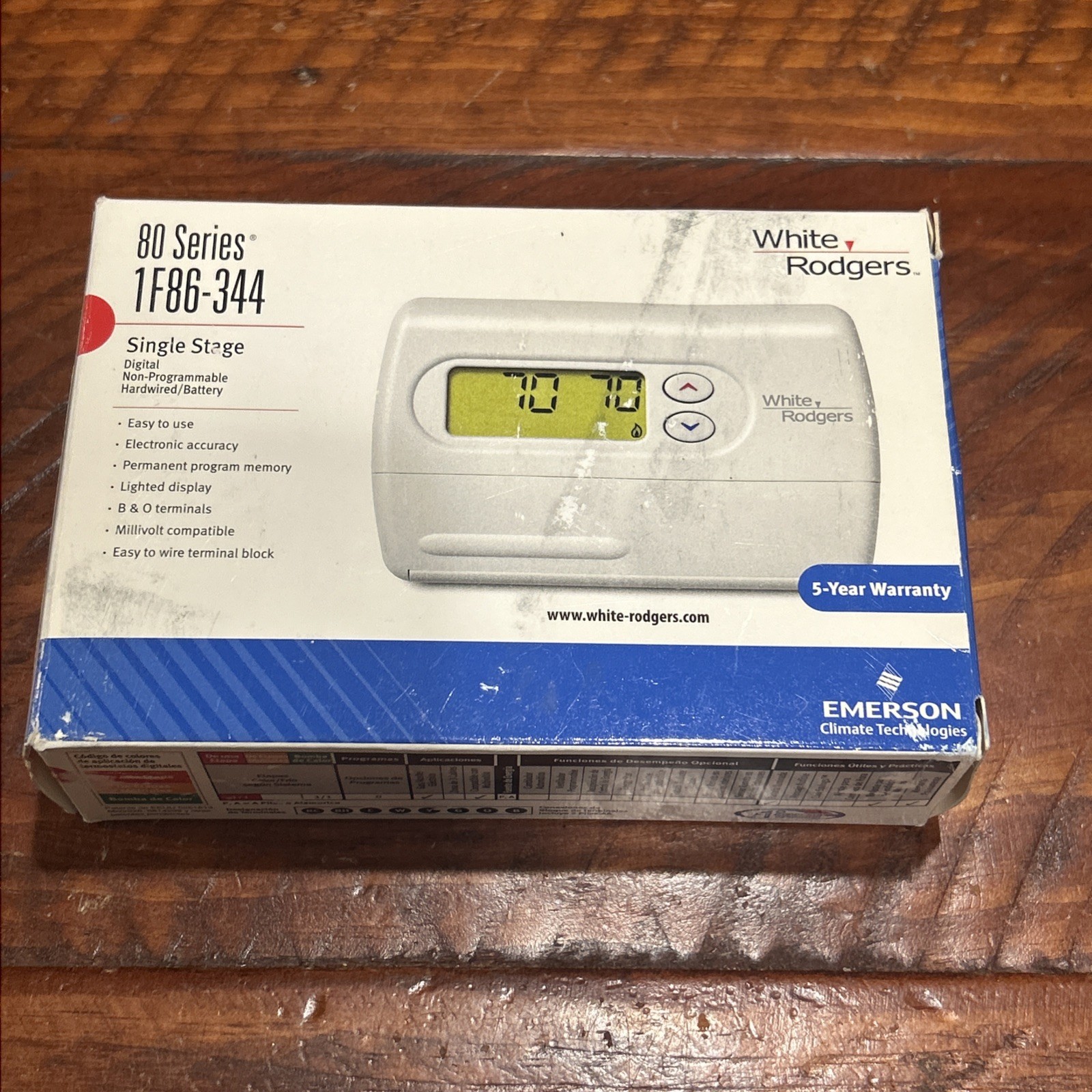 White-Rodgers Emerson 1F86-344 Non-Programmable Thermostat for Single-Stage New