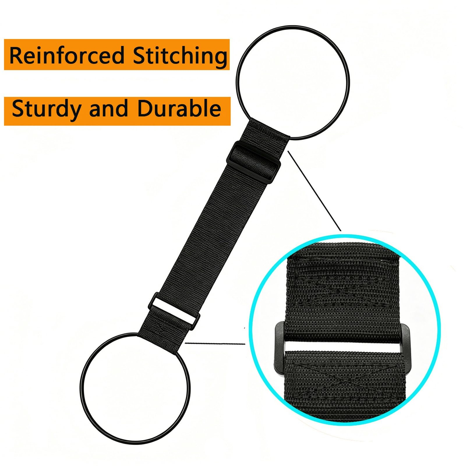 2 Black Luggage Straps for Suitcases Adjustable Connector Elastic Loop Handbag