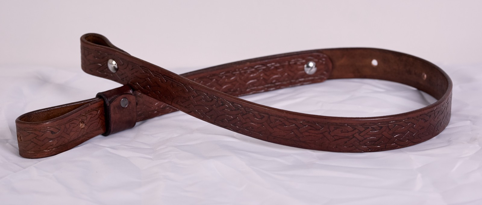 1" wide Handmade genuine Leather Rifle Sling with Celtic motive - adjustable