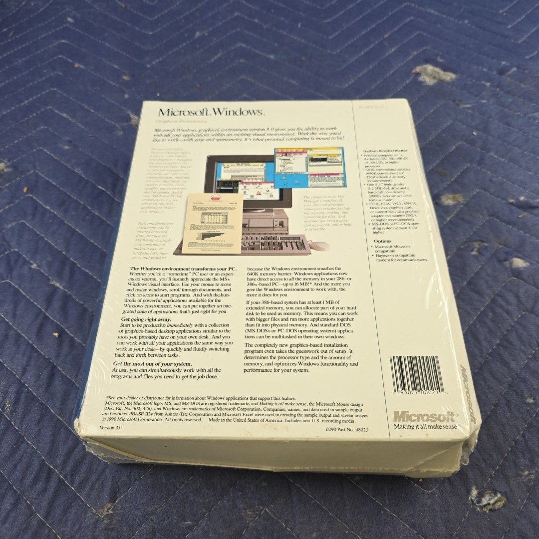 Microsoft Windows 3.0 - 5.25" Floppy Version - Sealed Operating System OS