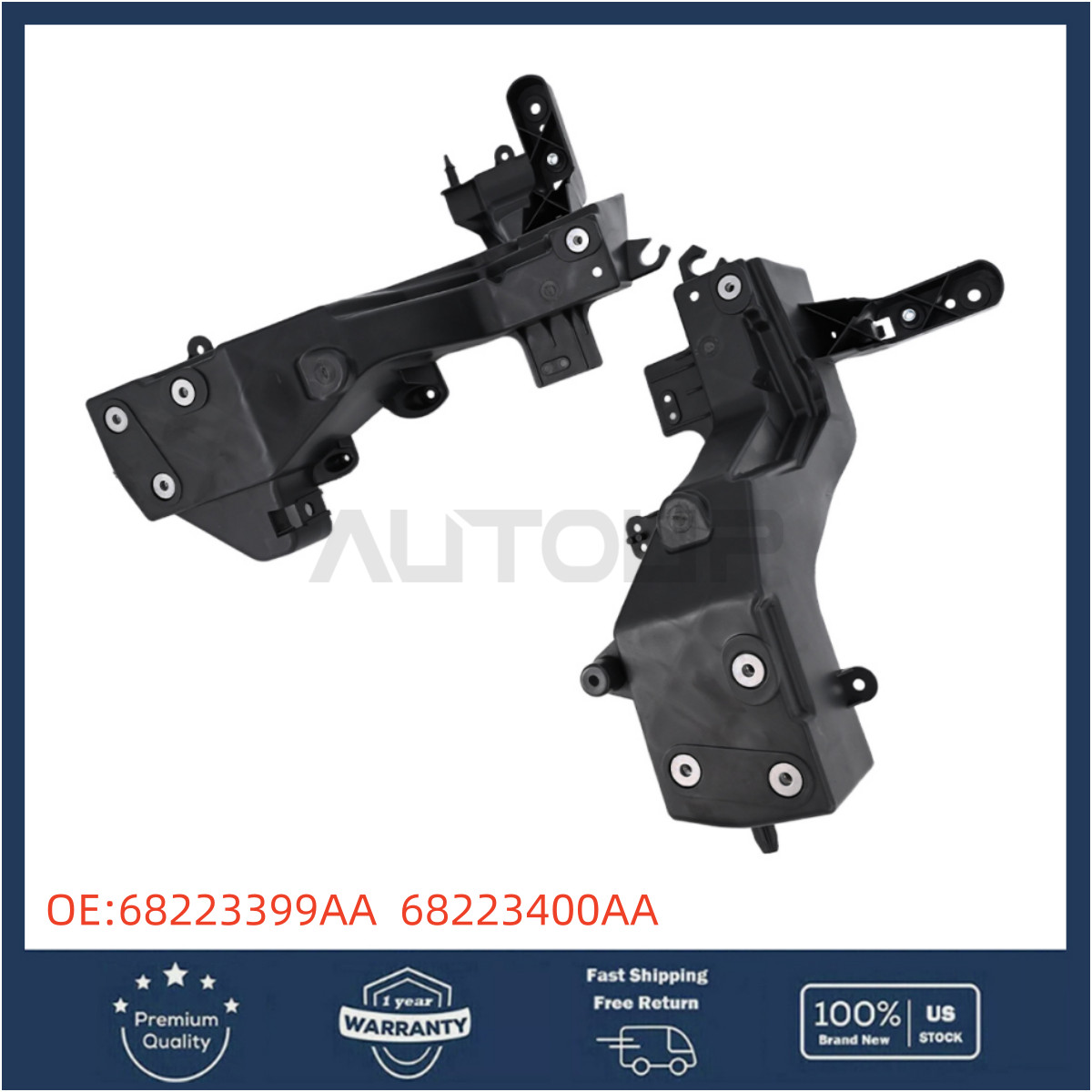 Pair Headlight Radiator Support Bracket Left+Right for 14-21 Jeep Grand Cherokee