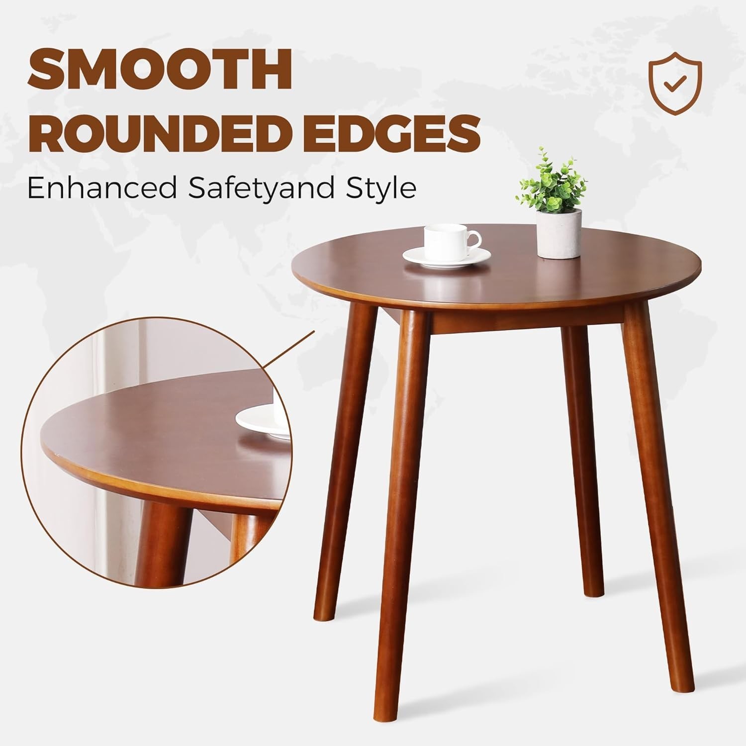 28.3" Small Round Dining Table 2 Wooden Space-Saving Kitchen Dinner Table Rustic