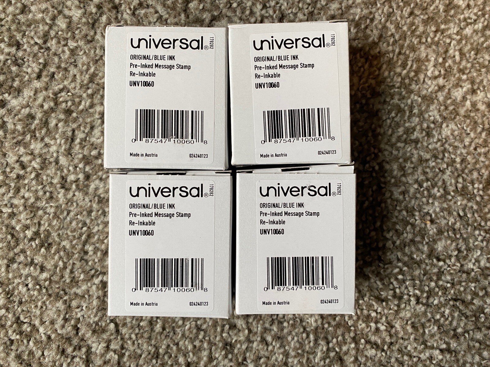 Lot of 4, Universal Pre Inked Message Stamp ORIGINAL Blue Ink 178282 NEW