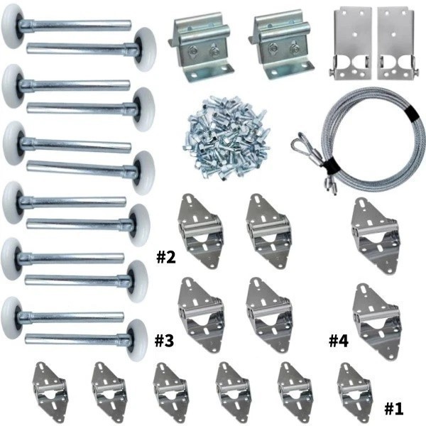 Garage Door Hardware Kit Roller/Hinge/Top Bracket/Wire Rope fr 16'x8' and 18'x8'