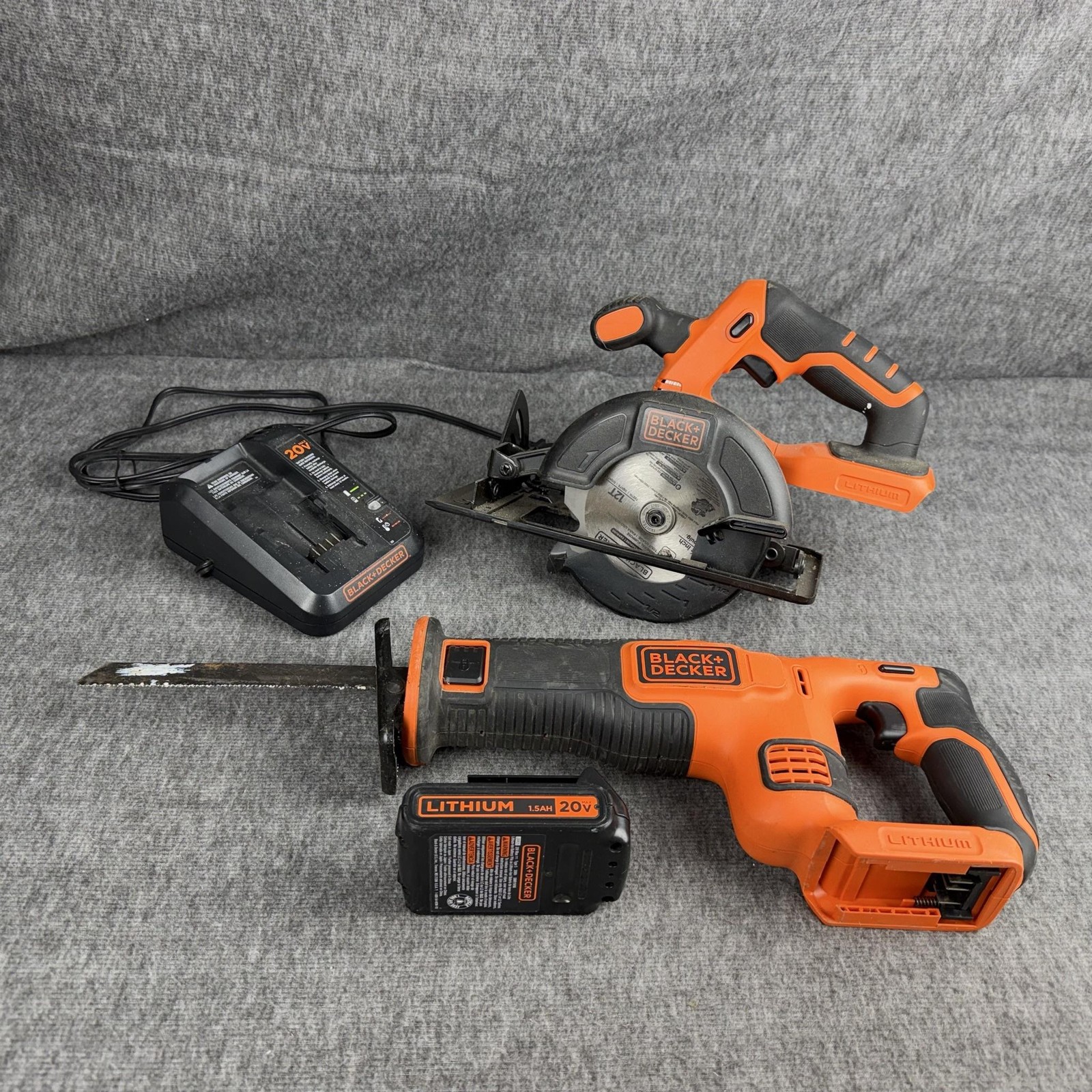 BLACK+DECKER BDCR20 BDCCS20 20V Reciprocating Circular Saw Set Battery & Charger