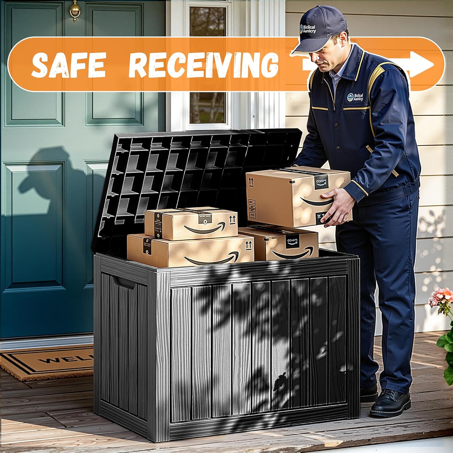 50Gal Package Delivery Box Lockable Outdoor Storage Box | Security, Waterproof R