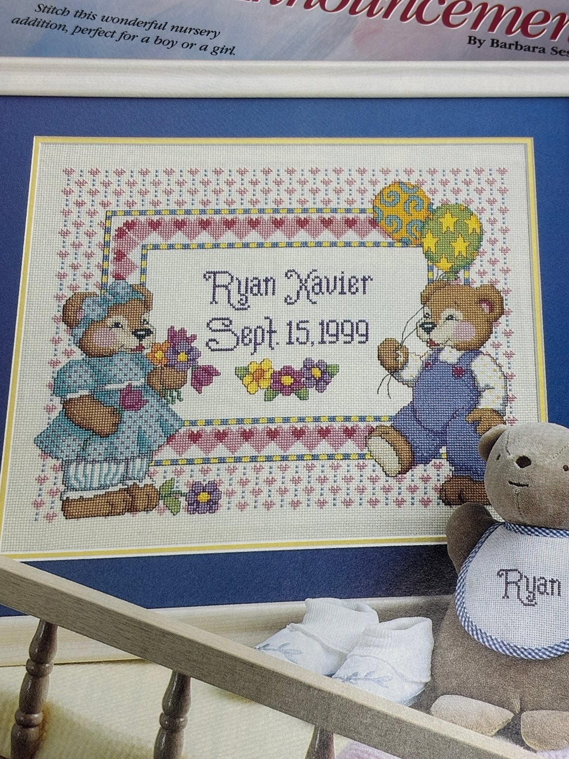 Joyful Announcement Cross Stitch Pattern Baby Nursery Book Pages
