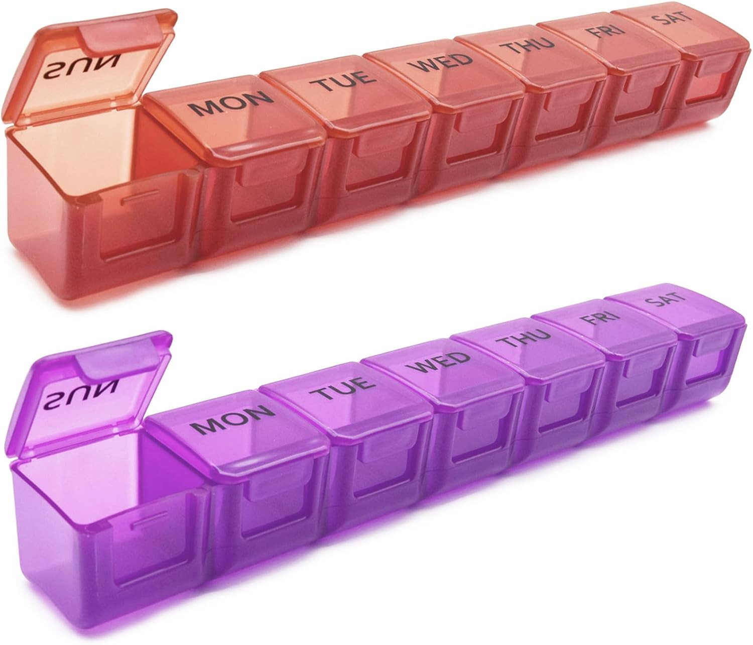 2 Pack Weekly Pill Organizer, Large 7 Day Pill Case, Daily Case Medicine Box