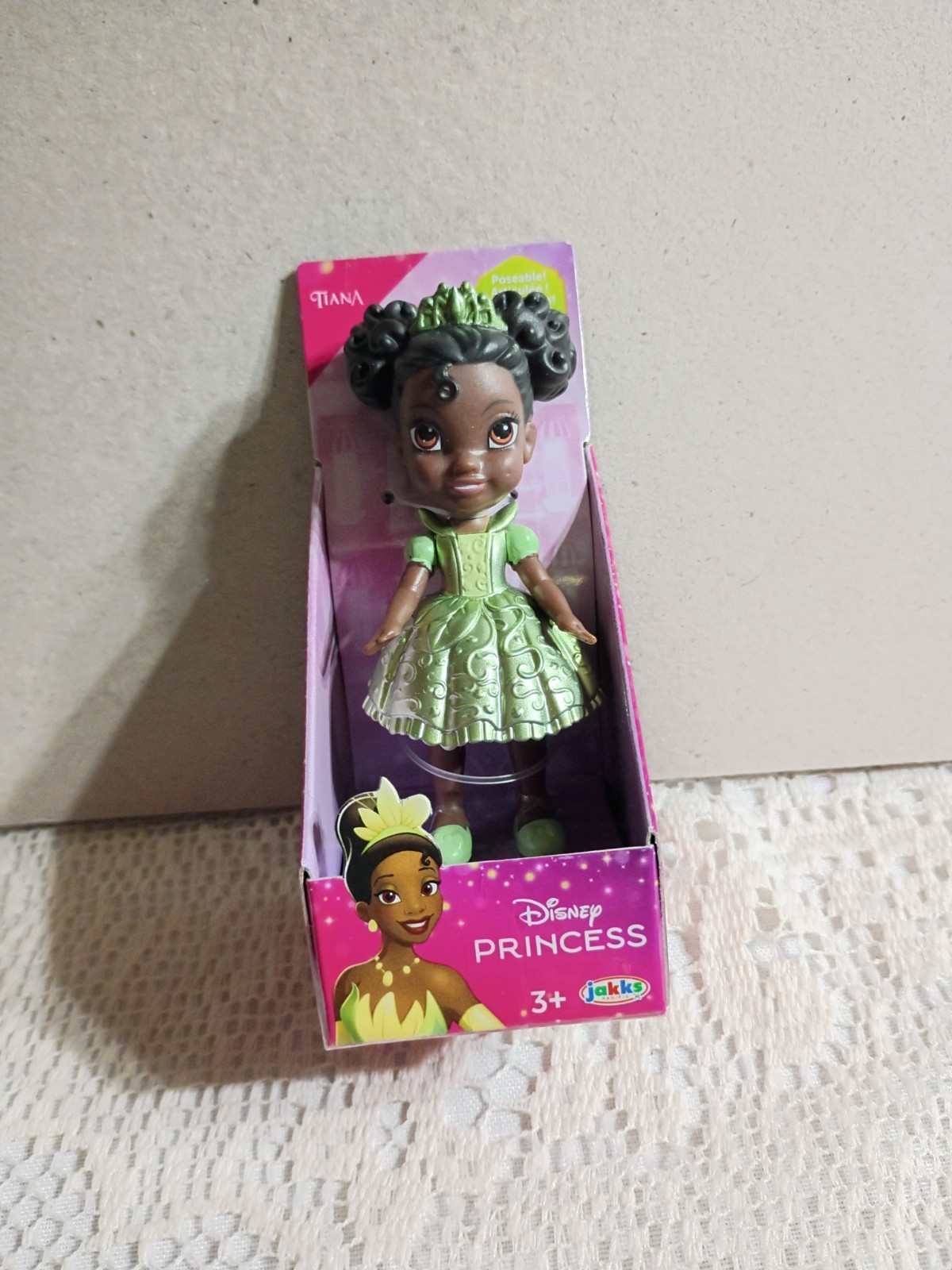 Disney Princess Tiana Mini Shiny Green Dress 3" Posable Doll Jakks Pacific New